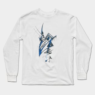 Mask Unique Blue Black White Colorful Abstract Art Long Sleeve T-Shirt